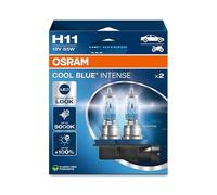 OSRAM COOL BLUE INTENSE H11, +100% más de brillo, hasta 5.000K, lámpara de faro halógena, aspecto LED, caja plegable colgante (2 lámparas)