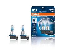 OSRAM COOL BLUE INTENSE H11, +100% más de brillo, hasta 5000 K, lámpara de faro halógena, aspecto LED, caja dúo (2 lámparas)