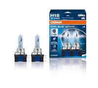 OSRAM COOL BLUE INTENSE H15, +20% más de brillo, hasta 3700K, lámpara de faro halógena, aspecto LED, caja dúo (2 lámparas)
