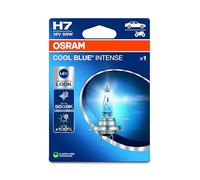 OSRAM COOL BLUE® INTENSE H7, +100% más de brillo, hasta 5000K, lámpara de faro halógena, apariencia LED, Blíster único (1 lámpara)