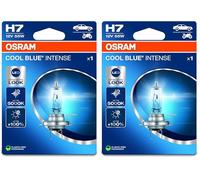 OSRAM COOL BLUE® INTENSE H7, +100% más de brillo, hasta 5000K, lámpara de faro halógena, apariencia LED, Blíster único (1 lámpara) (Paquete de 2)