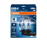 OSRAM COOL BLUE INTENSE HB4, +100% más de brillo, hasta 5.000K, lámpara de faro halógena, aspecto LED, caja plegable colgante (2 lámparas)