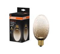 OSRAM DECOR FLAT LED Glaslampe Crackle, Lang Ø90mm, Braun, E27, 3,5W, 300lm, 2700K, warmweiß, IP20, Vintage-Look