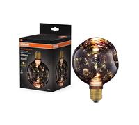 OSRAM DECOR FLAT LED Glaslampe Elektro Retro Klein Ø125mm, Schwarz, E27, 3,5W, 300lm, 2700K, warmweiß, Elektroball