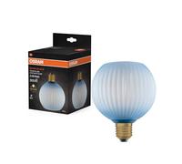 OSRAM DECOR FLAT LED Glaslampe Farbglas, Globe Ø125mm, Blau, E27, 3,5W, 300lm, 2700K, warmweiß, IP20, Farbeffekt