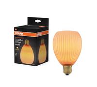 OSRAM DECOR FLAT LED Glaslampe Farbglas, Oval Ø110mm, Orange, E27, 3,5W, 300lm, 2700K, warmweiß, IP20, Farbeffekt