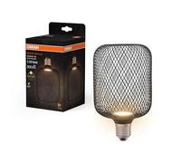 OSRAM DECOR LED FLAT SQUARE quadratische flache Lampe mit 3.5W, 300lm/2700K in Warmweiß 827, frosted, aus Kunststoff in Schwarz, mit E27 Schraubgewinde, nicht dimmbar, 100 mm Durchmesser.