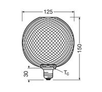 OSRAM Decor LED Globo Plano E27 3.5W negro 2,700K metal EC:EPREL:1891345