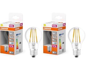 OSRAM Dimmbare Filament LED Lampe mit E27 Sockel, Kaltweiss (4000K), klassische Birnenform, 12W, Ersatz für 100W-Glühbirne, klar, LED Retrofit CLASSIC A DIM (Paquete de 2)