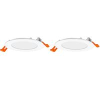 OSRAM Downlight Slim 120mm, luz LED empotrable, 8W, blanco frío 6500K, 550 lúmenes, diseño plano, IP20, fácil instalación para salones y cocinas (Paquete de 2)