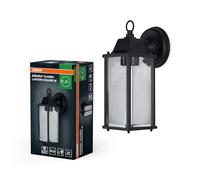 OSRAM ENDURA Classic - Lámpara de exterior M E27 negra, IP43, carcasa de aluminio, cristal transparente, sin bombilla, montaje en pared para zonas protegidas