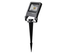 OSRAM ENDURA Garden Flood Foco de Suelo con Estaca, 10W, 800lm, 3000K Blanco Cálido, IP65, Cable de 2m con Enchufe, Aluminio Gris Oscuro