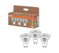 OSRAM Energy Class LED-Reflektor-Lampe PAR16 mit 2.5 W, 450 lm, warmweiß (2700 K) aus klarem bleifreiem Glas mit GU10 Sockel in der Energieeffizienzklasse A, 50 mm Durchmesser, IP20.