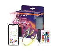 OSRAM FLEX tiras LED solares para exterior, decorativas y coloridas, panel solar con Magic RGB, RC, IP44, regulables, blanco, silicona, 5 m, fuentes de luz no sustituibles