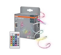 OSRAM FLEX TV tiras LED decorativas de colores para interior, autoadhesivas, conexión USB y mando a distancia, 4W, rojo-verde-azul, regulables, IP20, blanco, plástico, fuente de luz no sustituible