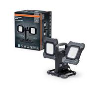 OSRAM Foco de trabajo LED VAL FLEX, gris oscuro/negro, 2x30W, 6450lm, temperatura de color blanco frío, con cabezales giratorios 270° verticalmente y 180° horizontalmente, con cable, IP54, 6500K.