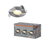 OSRAM Foco empotrable LED Spot Set, 4,9 W, 200 lm, 2700 K, foco de techo de Ø85 mm, 120°, níquel satinado, aluminio, blanco cálido, juego de 3