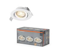 OSRAM Foco empotrable LED Spot Set, 4,9 W, 2700 K, foco de techo 36°, blanco, aluminio/plástico, orientable, juego de 3
