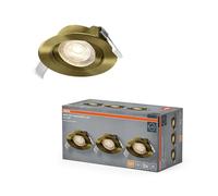 OSRAM Foco empotrable LED Spot Set, 4,9 W, 2700 K, foco de techo 36°, latón, aluminio/plástico, orientable, IP20, juego de 3