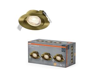 OSRAM Foco empotrable LED Spot Set, 4,9 W, 2700 K, foco de techo 36°, latón, aluminio/plástico, orientable, IP20, juego de 3