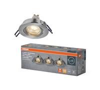 OSRAM Foco empotrable LED Spot Set DIM 3,7 W níquel satinado | Spot Set Recess GU10 Dim, Spot lights and ceiling spots, Níquel satinado, 85 mm dia, 25000 h, Paquete de 3