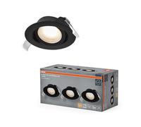 OSRAM Foco empotrable LED Spot Set DIM 4,9W 120° Negro, juego de 3 focos de techo regulables con corte de fase, blanco cálido