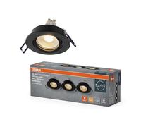OSRAM Foco empotrable LED Spot Set DIM 6W Negro 85mm, 500lm 2700K Blanco cálido, CRI≥80, Aluminio regulable, juego de 3