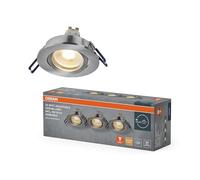 OSRAM Foco empotrable LED Spot Set DIM 6W níquel satinado | Spot Set Recess GU10 Dim, Spot lights and ceiling spots, Níquel satinado, 85 mm dia, 25000 h, Paquete de 3