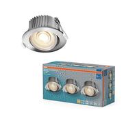 OSRAM Foco empotrable LED Spot Set DIM IP44 4,9W Cromo, juego de 3 para baño, regulable y orientable, blanco cálido 2700K