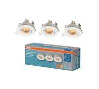 OSRAM Foco empotrable LED Spot Set IP65 Press 4,5 W Blanco, 320 lm 2700 K Blanco cálido, CRI ≥ 80, apto para habitaciones húmedas, juego de 3