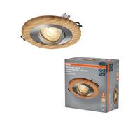 OSRAM Foco LED Wood GU10 brillante de 4,5 W, níquel satinado, imitación madera, aluminio, combinación de materiales naturales, juego de 3
