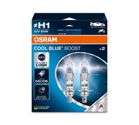 OSRAM COOL BLUE® BOOST, H1, lámparas halógenas para faros delanteros, hasta 5500K, caja plegable colgante (2 lámparas), solo para uso todoterreno