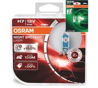 Osram H7 12V 55W NIGHT BREAKER LASER +150% Más Brillo 2 Piezas +W5W