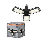 OSRAM Highbay Blade, lámpara de techo negra de plástico con paneles ajustables, ofrece 17 W y 1700 lm de luz blanca neutra con 4000 K, rosca E27, 231mm Ø, IP20