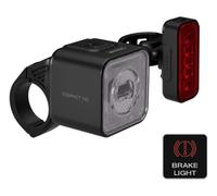OSRAM LEDsBIKE Compact 100 Set Juego de Luces Recargables para Bicicleta (Delantera y Trasera), con luz de Freno, homologación StVZO, Compatible con Soporte Garmin, Tres Niveles de Brillo, 100 Lux