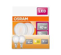 OSRAM Lámina LED P40 de LED Star P40 de para el zócalo E14, forma de caída, GL FR, 470 lúmenes, blanco tibio (2700k), reemplazo de bombillas convencionales de 40 W, no dimmables, paquete de 6