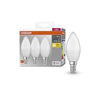 OSRAM Lámpara base CLASSIC B 40 FR LED con casquillo E14, forma de mini vela, paquete triple, 4.9W, 470lm, 2700K, luz blanca cálida, baja emisión de calor, optimo consumo de energía, larga vida