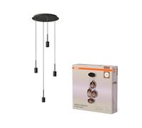 OSRAM Lámpara colgante Decor Needle Plate 4xE27, gris oscuro, acero, cable textil de 2 m, minimalista