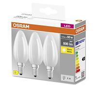 OSRAM Lámpara de filamento de estrella, E14 base, vidrio mate,Blanco cálido (2700K), 806 Lumen, sustituto de 60W-iluminante 3-paquete