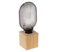 OSRAM Lámpara de mesa decoración madera, 24,5 cm de alto, blanco cálido confort, 1800 K, madera de árbol del caucho, E27, LED reemplazable