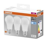 Osram Lámpara LED Base Classic A, en forma de bombilla con casquillo E27, no regulable, reemplaza 100 vatios, mate, blanco frío - 4000 Kelvin, paquete de 3