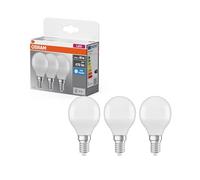 OSRAM Lámpara LED Base mini forma esférica E14 mate 6500K blanco frío, resistente a golpes y vibraciones, libre de rayos UV, 15000 h, luz instantánea, salón
