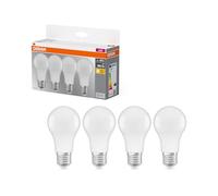 Osram Lámpara LED clásica con base en forma de bombilla, plástico, blanco cálido, E27, 8.5W, juego de 4