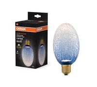 OSRAM Lámpara LED DECOR FLAT Crackle de cristal, larga Ø90mm, azul, E27, 3,5W, 300lm, 2700K, blanco cálido, IP20, aspecto vintage
