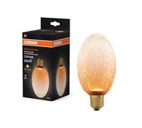 OSRAM Lámpara LED DECOR FLAT Crackle de cristal, larga Ø90mm, naranja, E27, 3,5W, 300lm, 2700K, blanco cálido, IP20, aspecto vintage