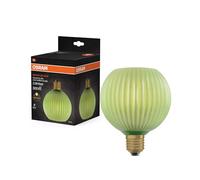 OSRAM DECOR FLAT LED Glaslampe Farbglas, Globe Ø125mm, Grün, E27, 3,5W, 300lm, 2700K, warmweiß, IP20, Farbeffekt