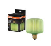 OSRAM Lámpara LED DECOR FLAT de cristal coloreado, cuadrada Ø120mm, verde, E27, 3,5W, 300lm, 2700K, blanco cálido, IP20, efecto de color
