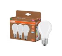 OSRAM Lámpara LED Forma clásica de bombilla A100 7,2 W 4000 K mate E27 | LED Classic A 100 Energy efficiency class A, LED Lamps, blanco, 60 mm dia, 50000 h, Paquete de 3