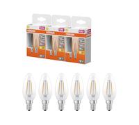 OSRAM Lámpara LED forma de vela estrella, filamento B25, 2700 K blanco cálido, 1,8 W, E14, transparente, 250 lm, 15.000 h, para lámparas de araña, luminarias decorativas,3-Pack