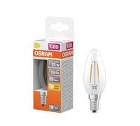 OSRAM Lámpara LED forma de vela estrella, filamento B25, 2700 K blanco cálido, 1,8 W, E14, transparente, 250 lm, 15.000 h, para lámparas de araña, luminarias decorativas